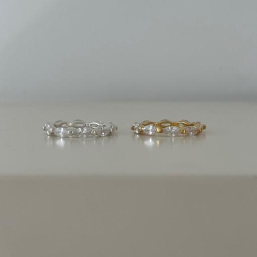 925실버 오벌 큐빅 레이어드 반지