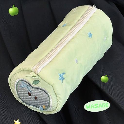 와사베 그린 애플 필통 대용량 파우치 초록 사과 펜 케이스