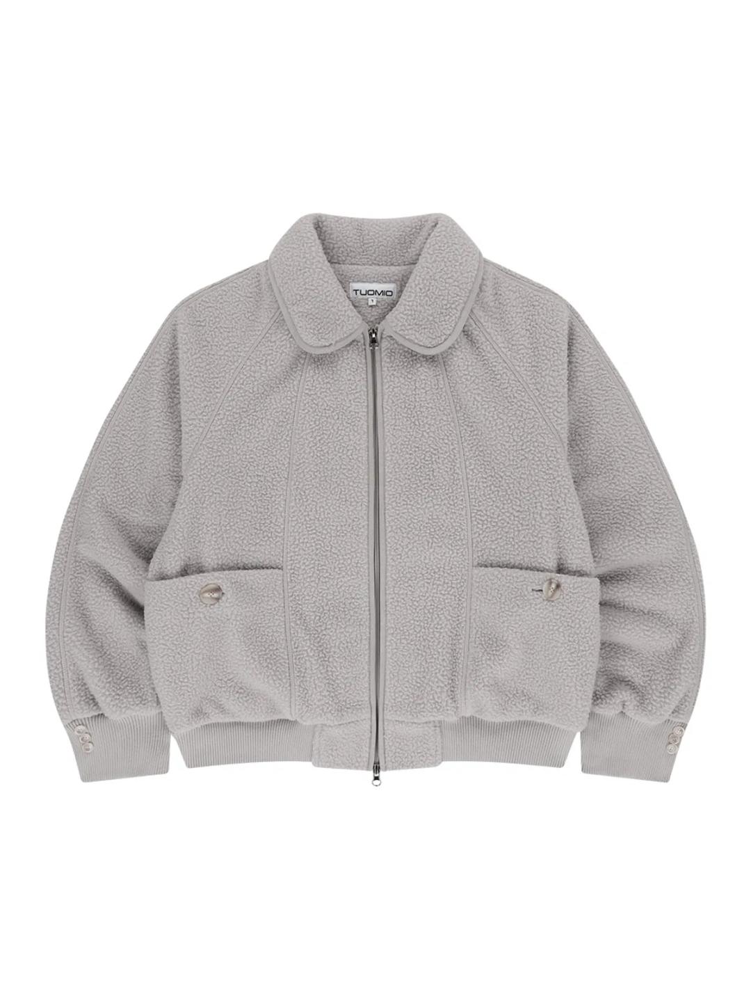 OVERSIZED FLEECE BOMBER [LIGHT GREY]
