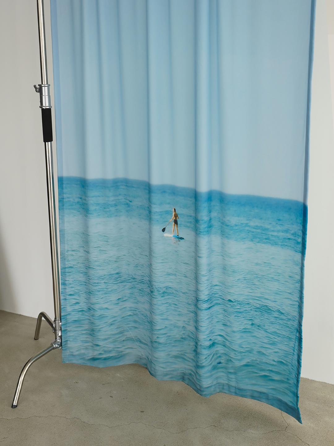 marine blue curtain