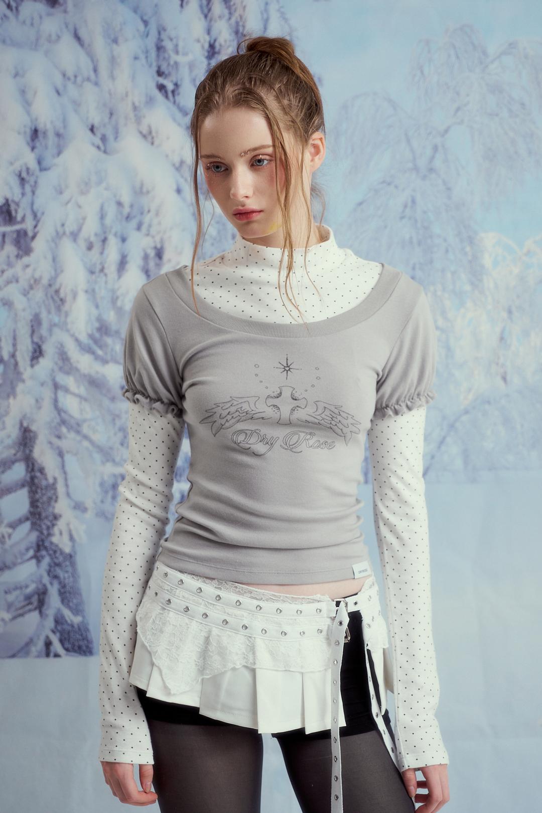 WING SKETCH LAYERED TEE (GRAY)