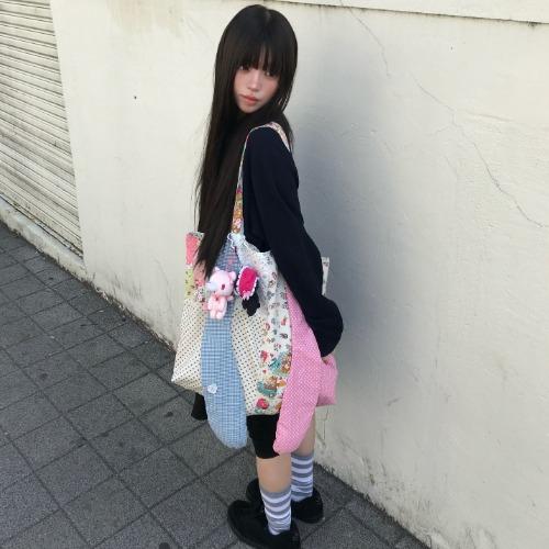 eggu crazy happy reversible tote bag