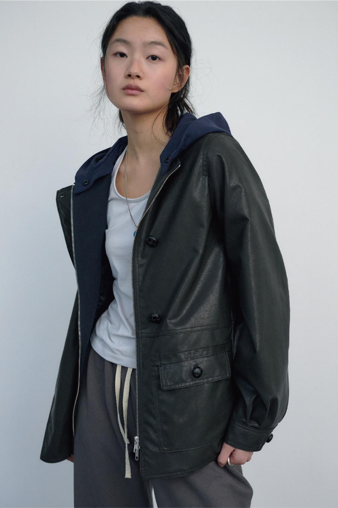 Shepherd Faux Leather Jacket Dark Brown