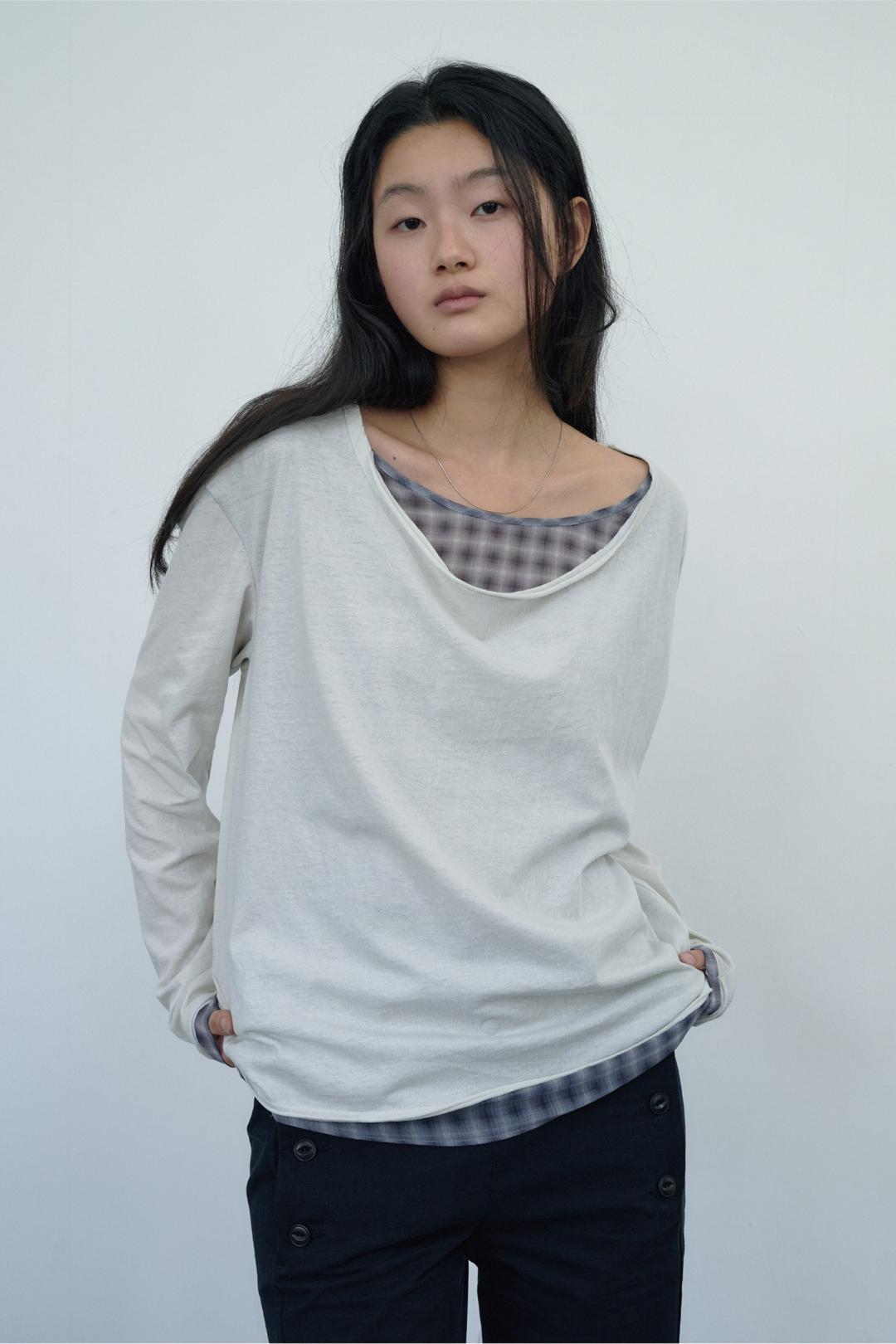 Overlay Check T-Shirt Light Grey