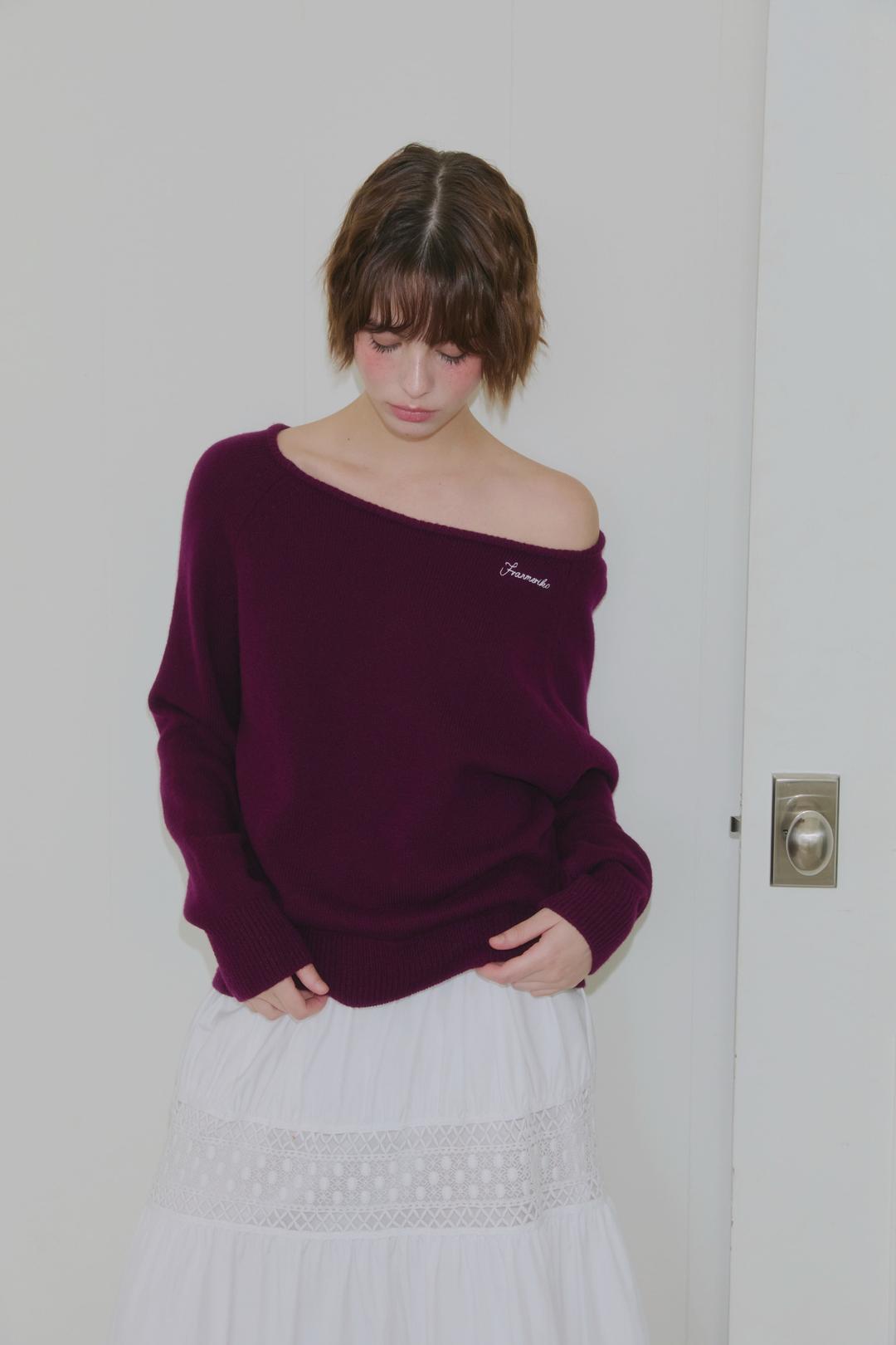 Mont Off-shoulder Knit - Grape