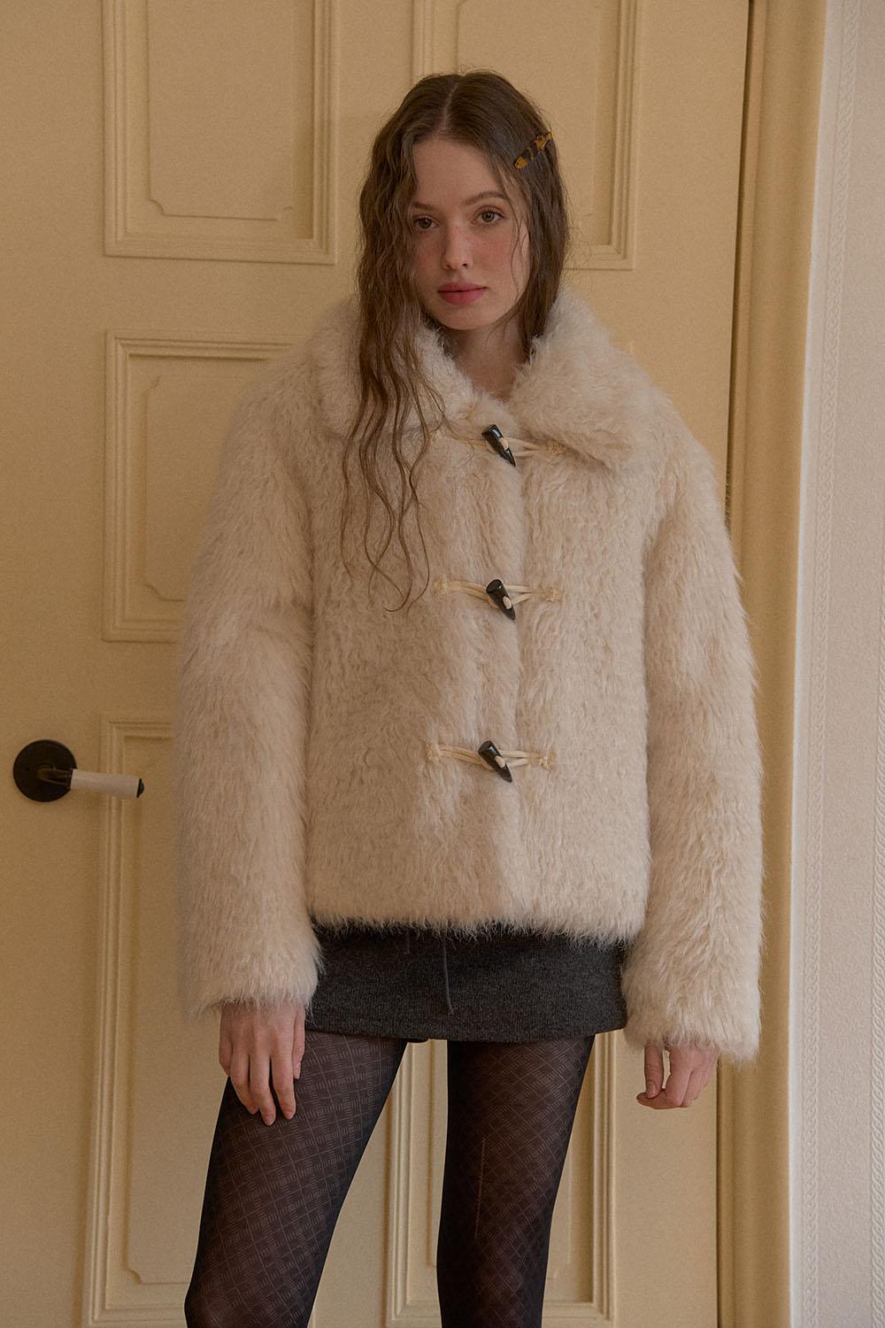 Bey Wool Fur Jacket - Ivory