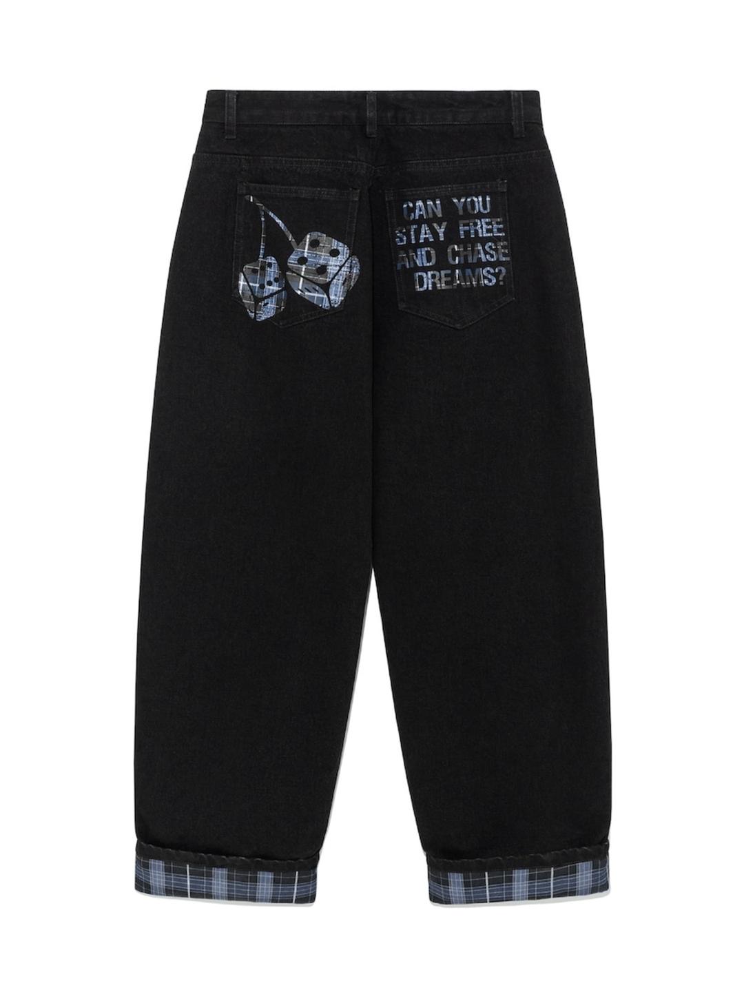 CHECKMATE REVERSIBLE DENIM PANTS (BLACK)