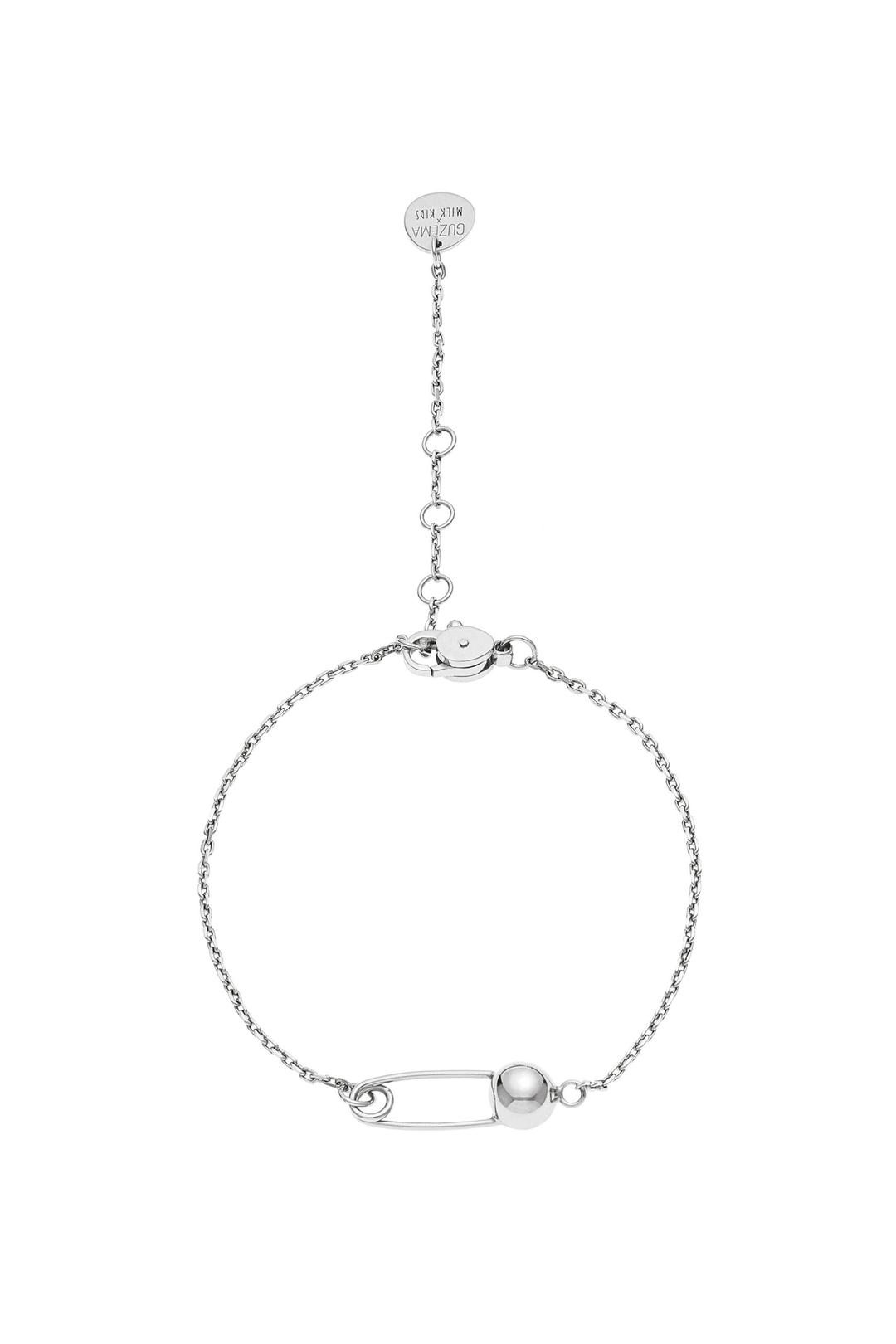 18K White Gold Safety Pin Bracelet - Guzema