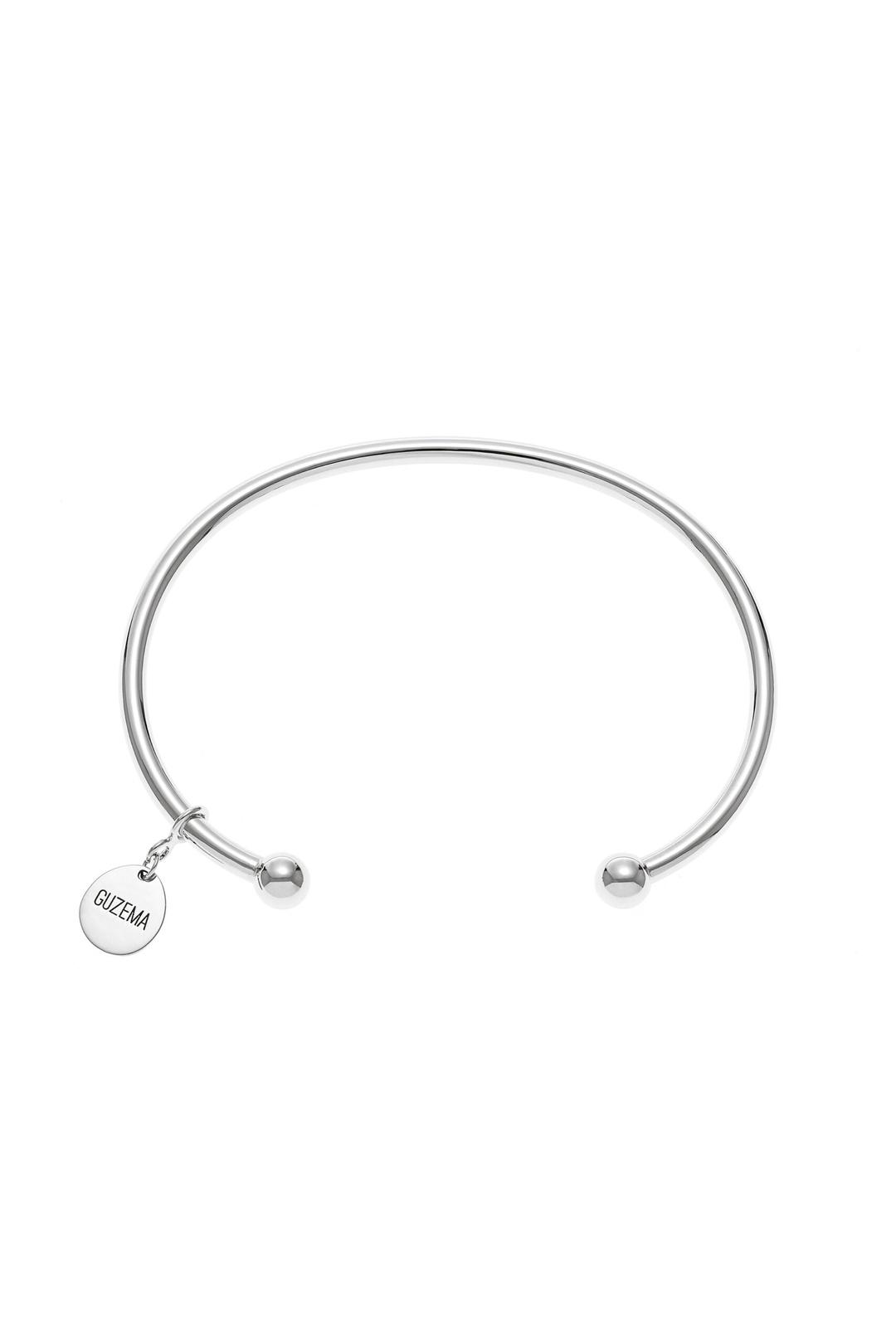 18K White Gold Open Cuff Pendant Bracelet - Guzema