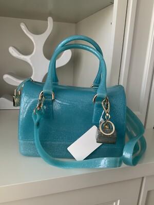 젤리 고무 비닐 캔디 스파클리 아쿠아 블루 보스턴 백 지갑 가방 신제품