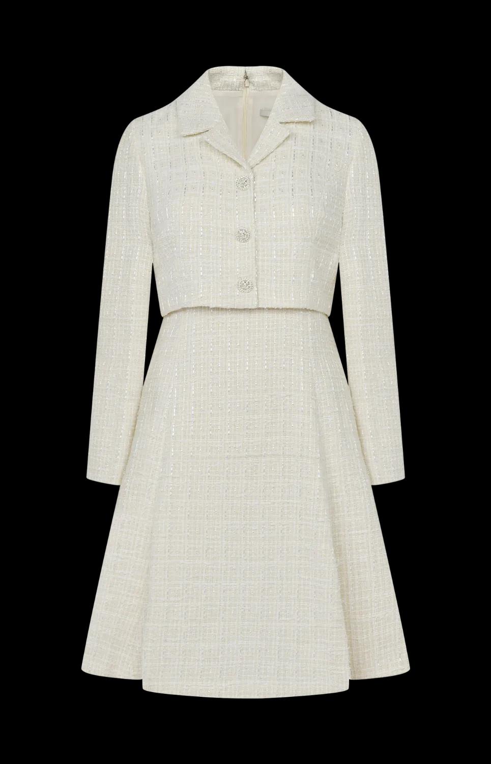 [BYLYNNSHOP] 카라 버튼다운 트위드 플레어 원피스