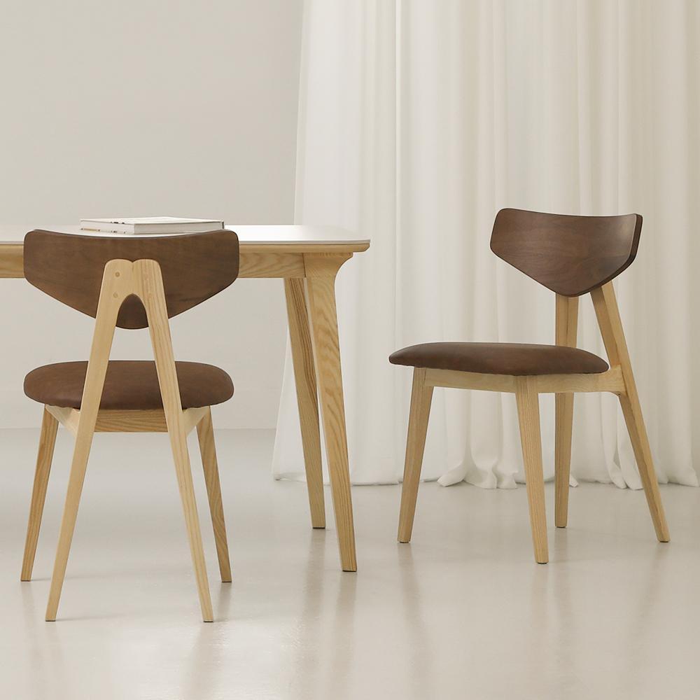 [리퍼브] S급 엔슬레이 애쉬 월넛 원목 인테리어 식탁 의자