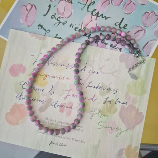 원석 채운옥 진핑크그린 초커 목걸이 (4size)