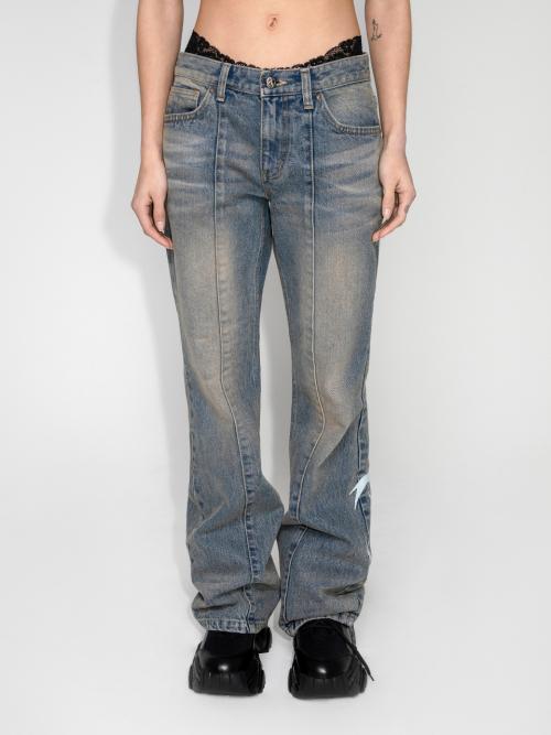SIDE LOGO BOOTS CUT PANTS LIGHT BLUE