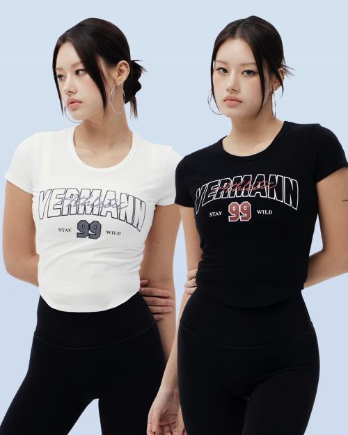 우먼즈 99로고 크롭 티셔츠