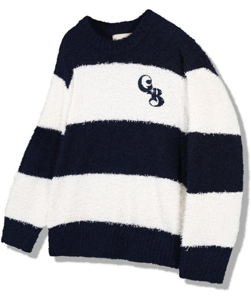 부클 스트라이프 니트