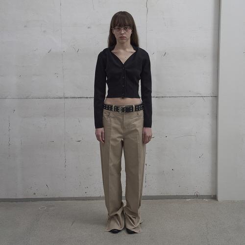 DRAPED NECK KNIT CARDIGAN (BLACK)