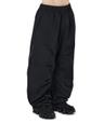 PLEATED NYLON CURVED PANTS - BLACK