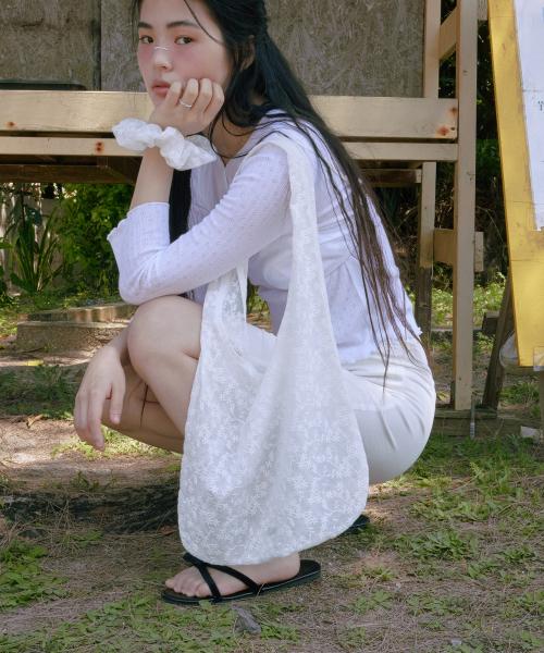 Veil Lace Bag & Scrunch SET 베일 레이스 백 & 스크런치 세트 _ 화이트