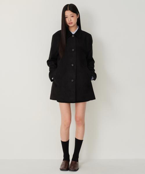 우먼즈 신세틱 스웨이드 카 코트 [블랙]