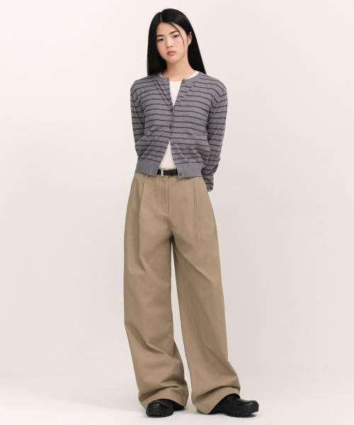 우먼즈 딥 턱 엑스트라 와이드 치노 팬츠 [베이지]