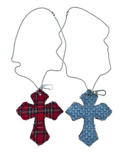 Cross Patchwork Keyring Necklace