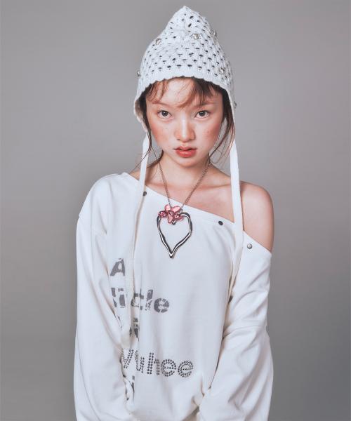 YOUHEETIC HOTFIX OFF-SHOULDER SWEATSHIRTS WHITE