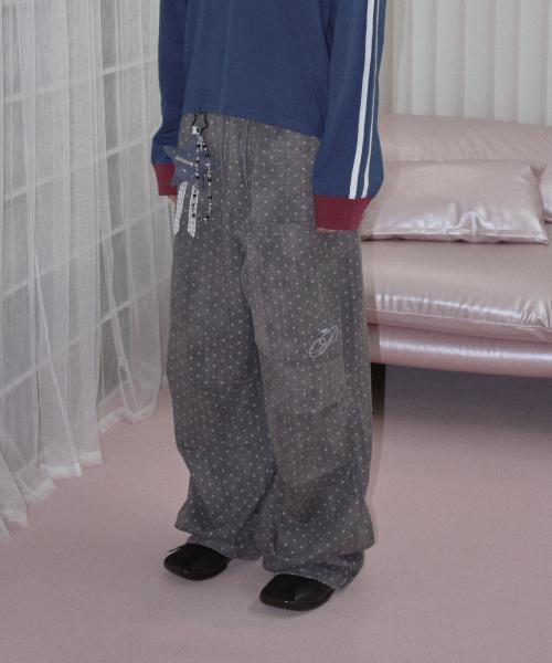 DOT DART TWILL PANTS CHARCOAL
