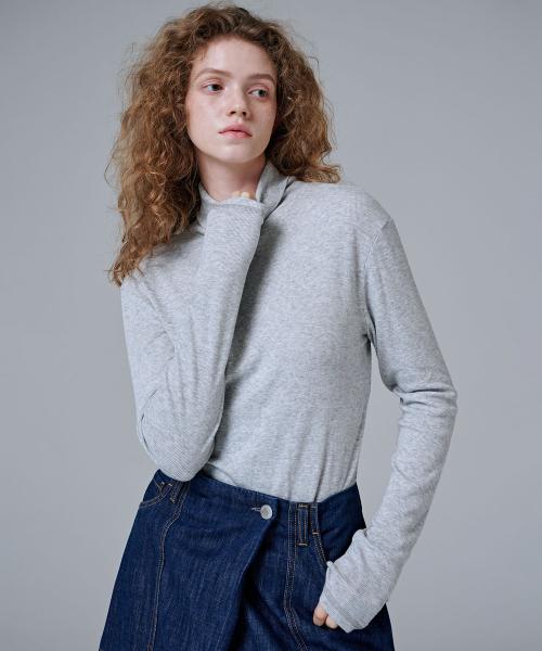 5109 텍스쳐 롤넥 티셔츠 (그레이)