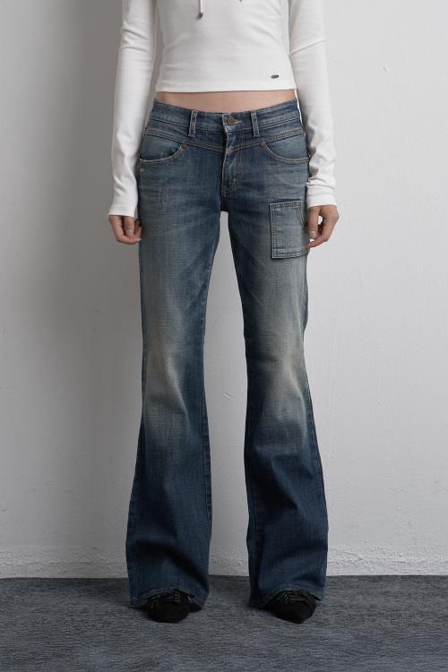 CARGO PAINTING DENIM PANTS BLUE