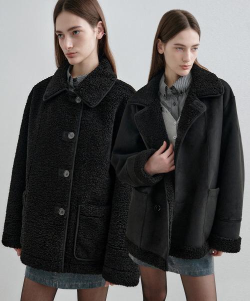 리버시블 스웨이드 무스탕 블랙 MDJK038BLACK