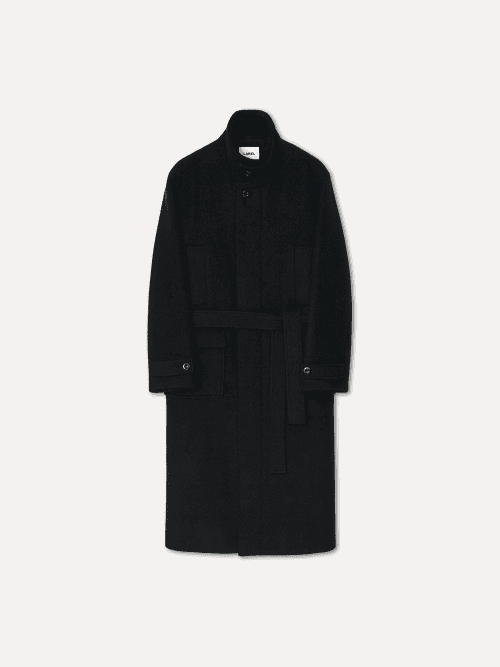 W Marlow high neck premium wool coat dark coal