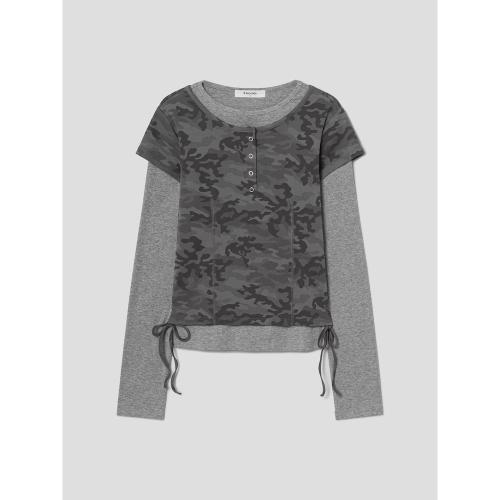 카모 레이어드 티셔츠  애쉬