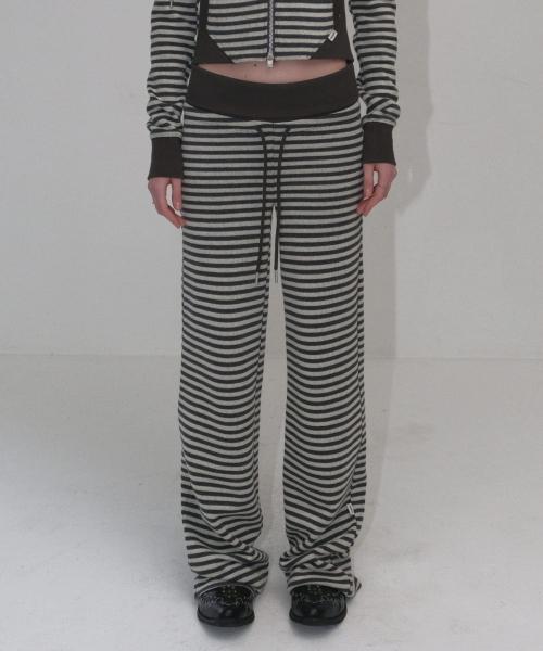 STRIPE JERSEY WIDE PANTS [CHARCOAL]