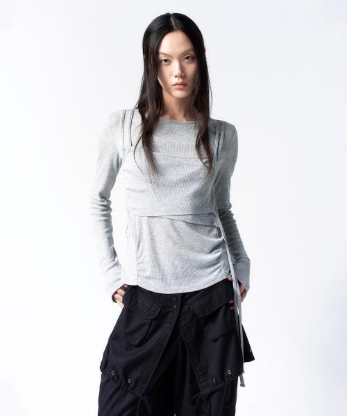 레이어드 디자인 탑 MELANGE GREY