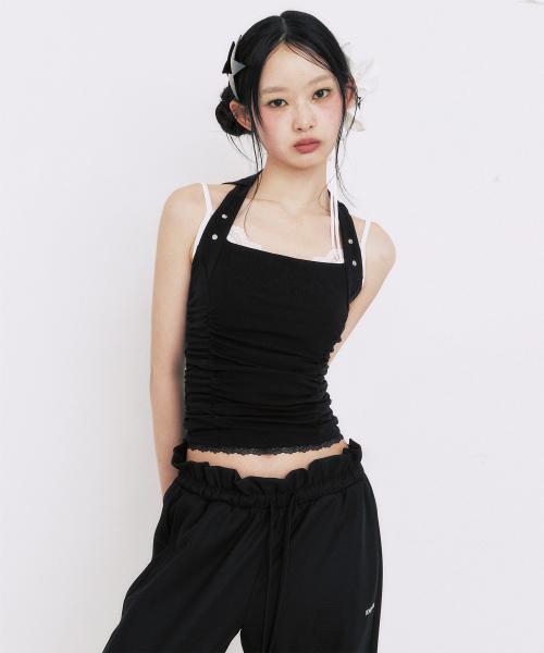 HALTER HOODIE SLEEVELESS_BLACK