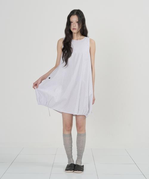 벌룬 체크 원피스 (WHITE)