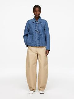 타이 밴드 데님 오버셔츠