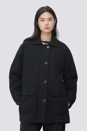 [여성] 니트 카라 플리츠 투크자켓 [브라운/블랙]