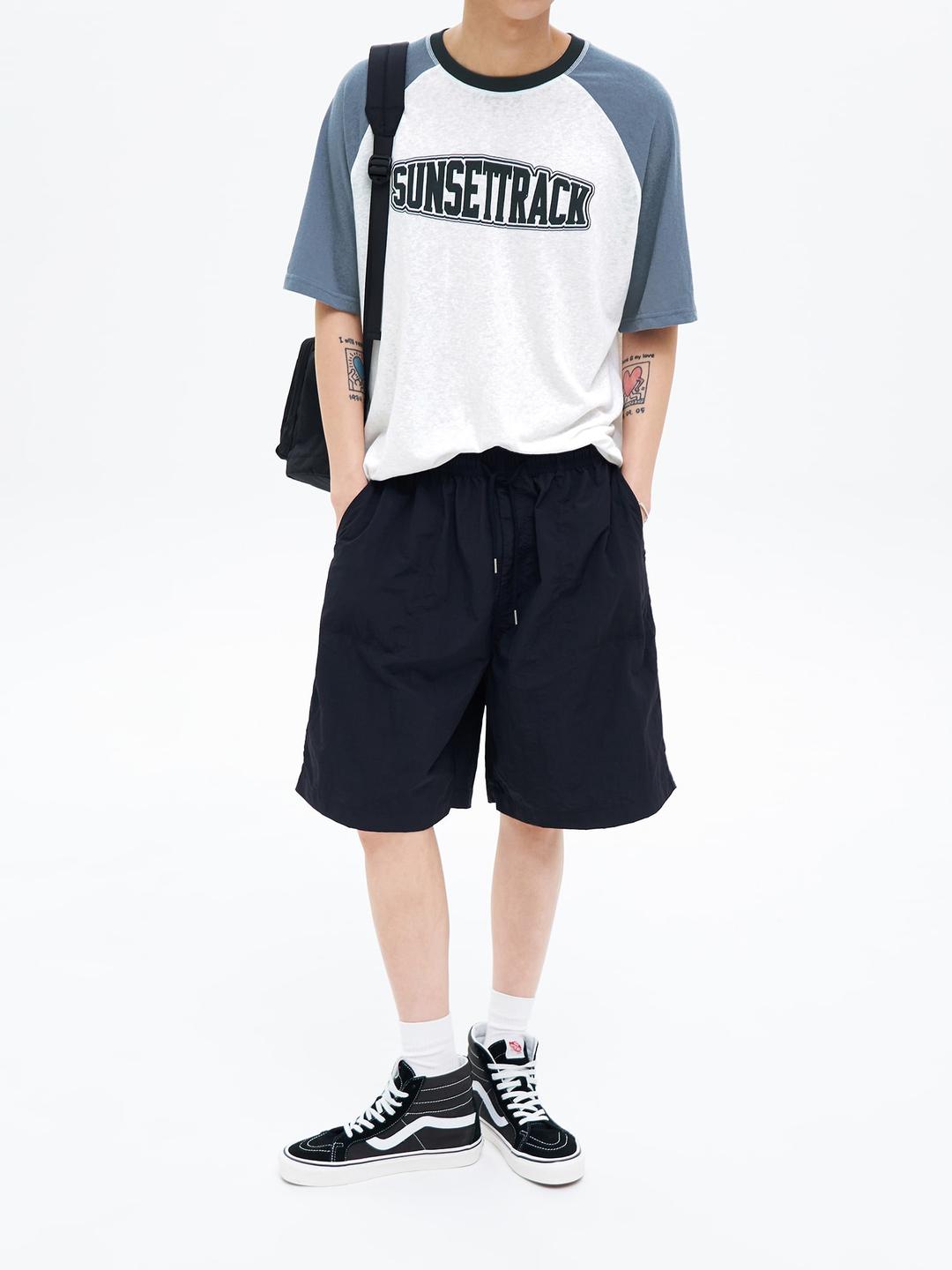 나일론 5부 와이드 쇼츠 - 네이비