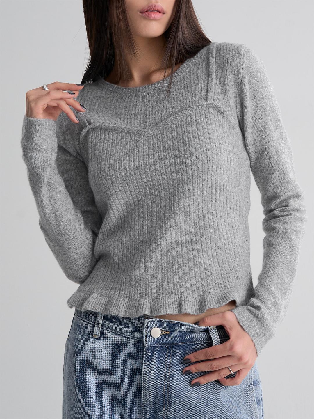 레이어드 풀오버 - 그레이