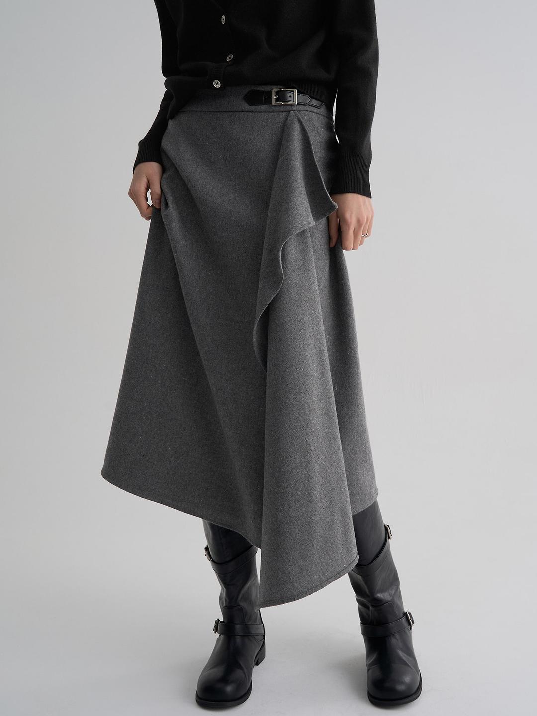 언발란스 비죠 스커트 - 그레이