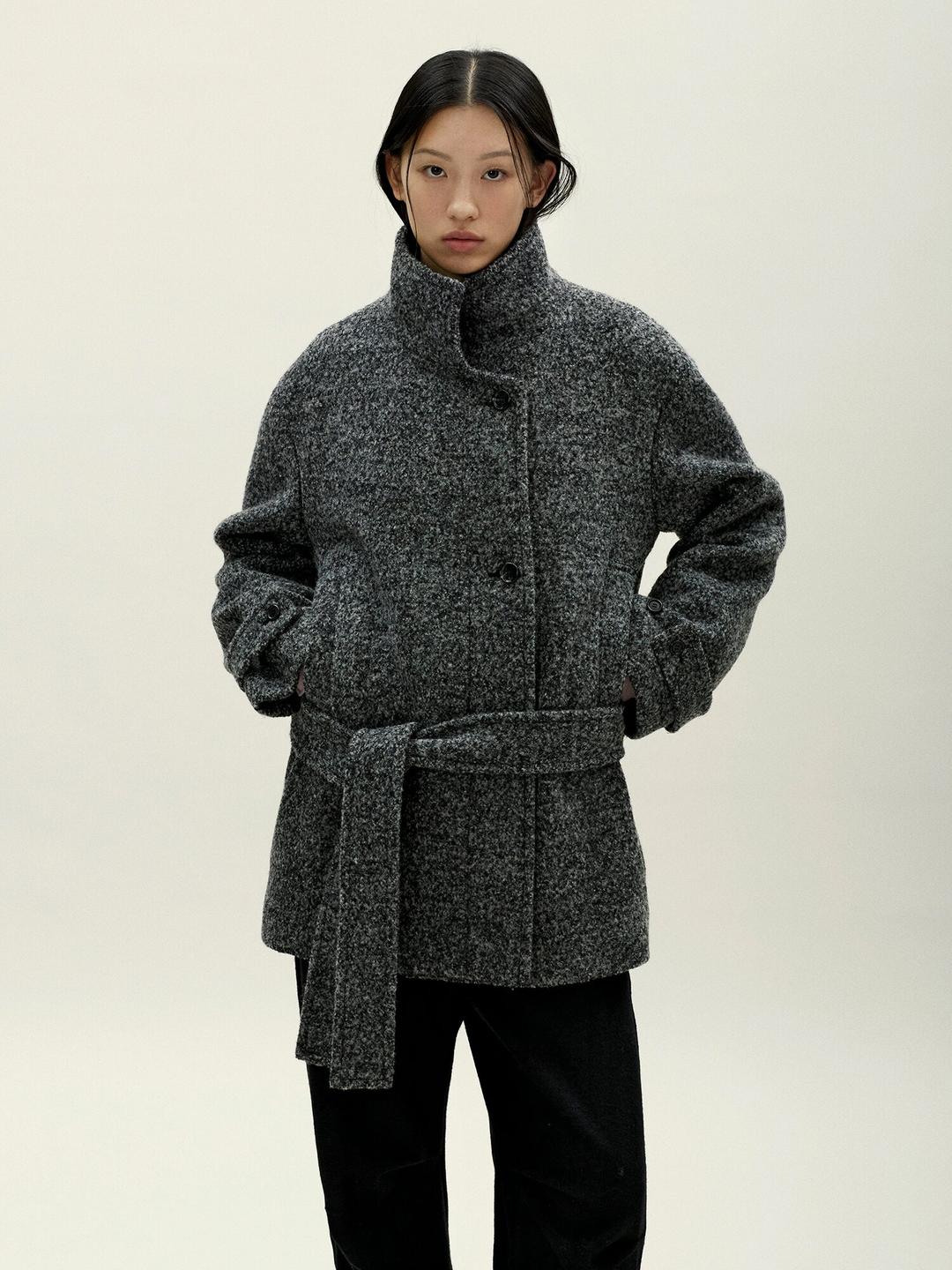 Noise Half Pea Coat - Grey