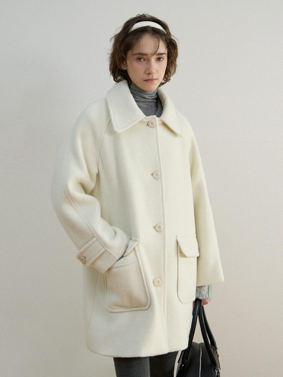 허그 하프 울 코트_Cream