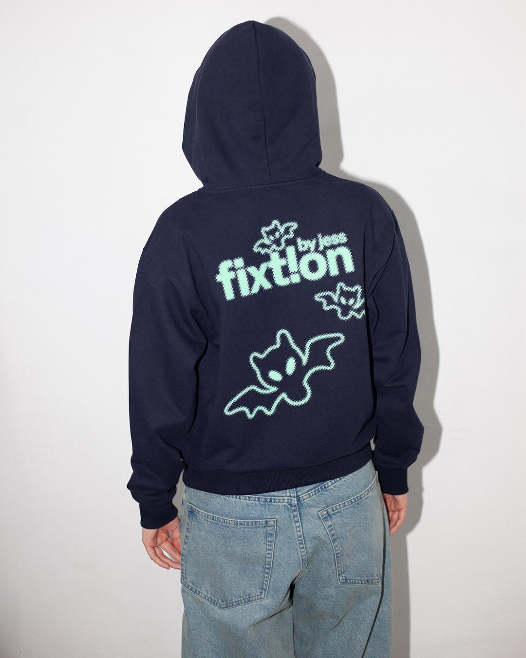 fixt!on 3-bats hood zip-up NAVY