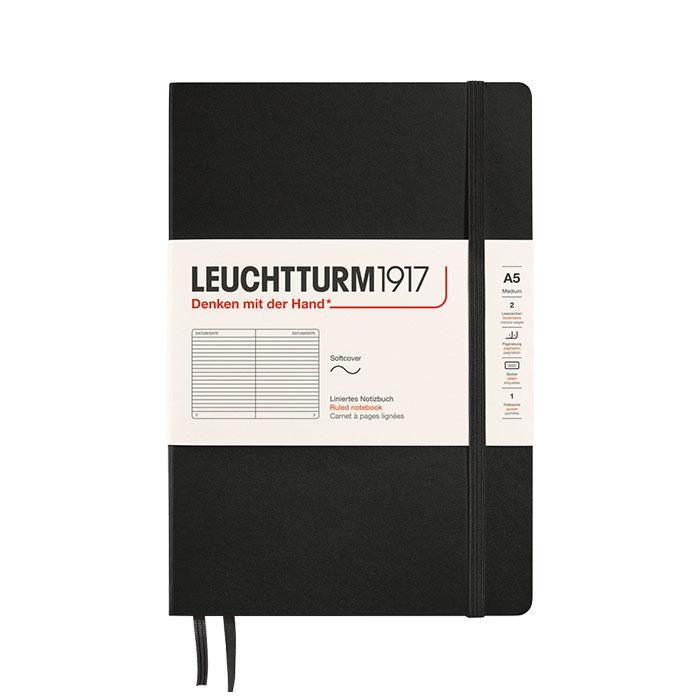 로이텀 노트 소프트커버 A5 블랙 (라인, 무지, 모눈, 도트)