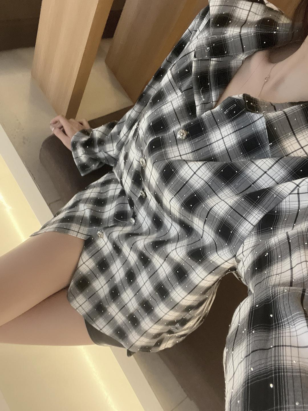 하크 펄 큐빅 체크 셔츠 (2color)