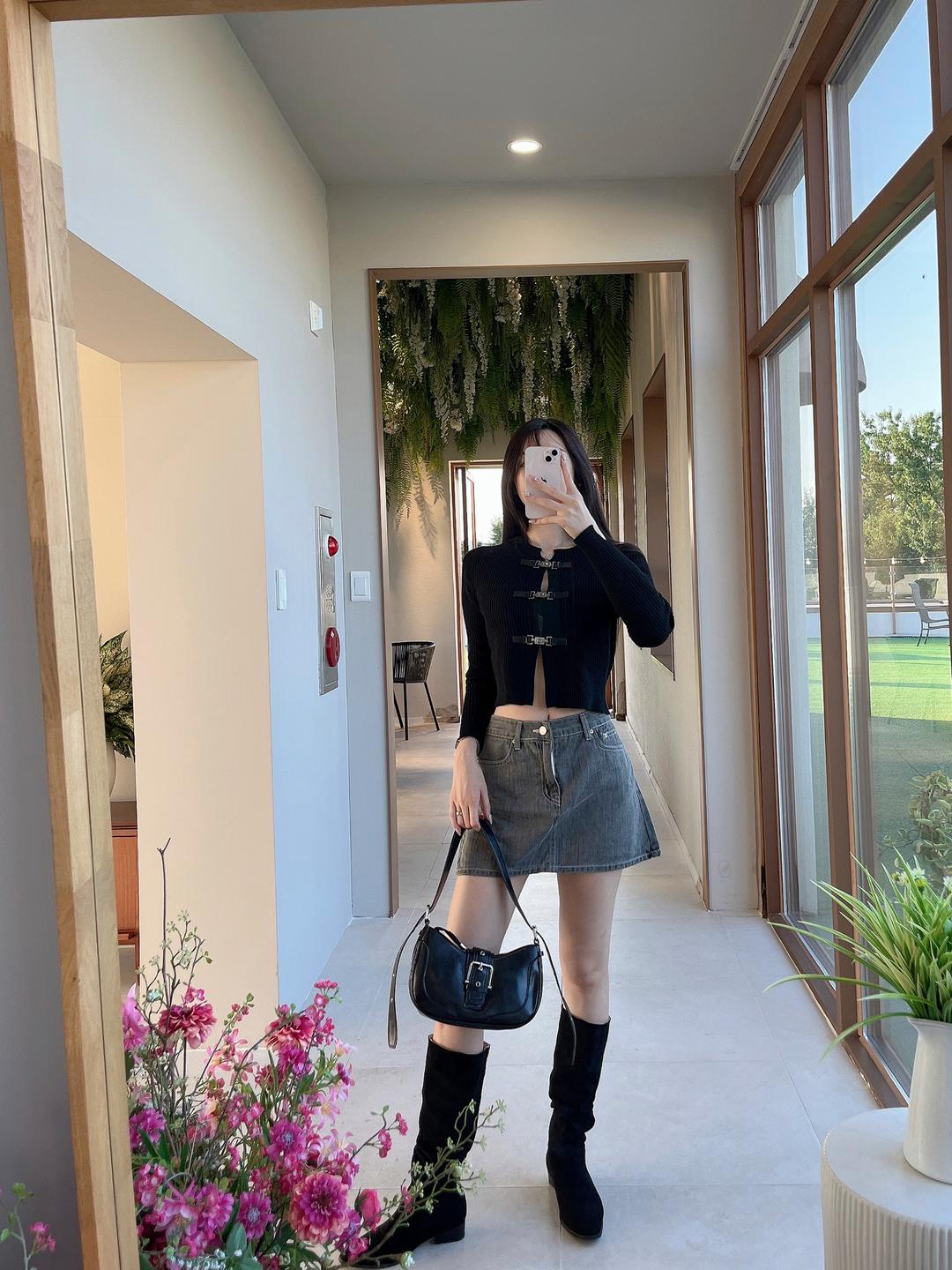 미닛 로우라이즈 데님  코튼 미니 스커트 (2color)