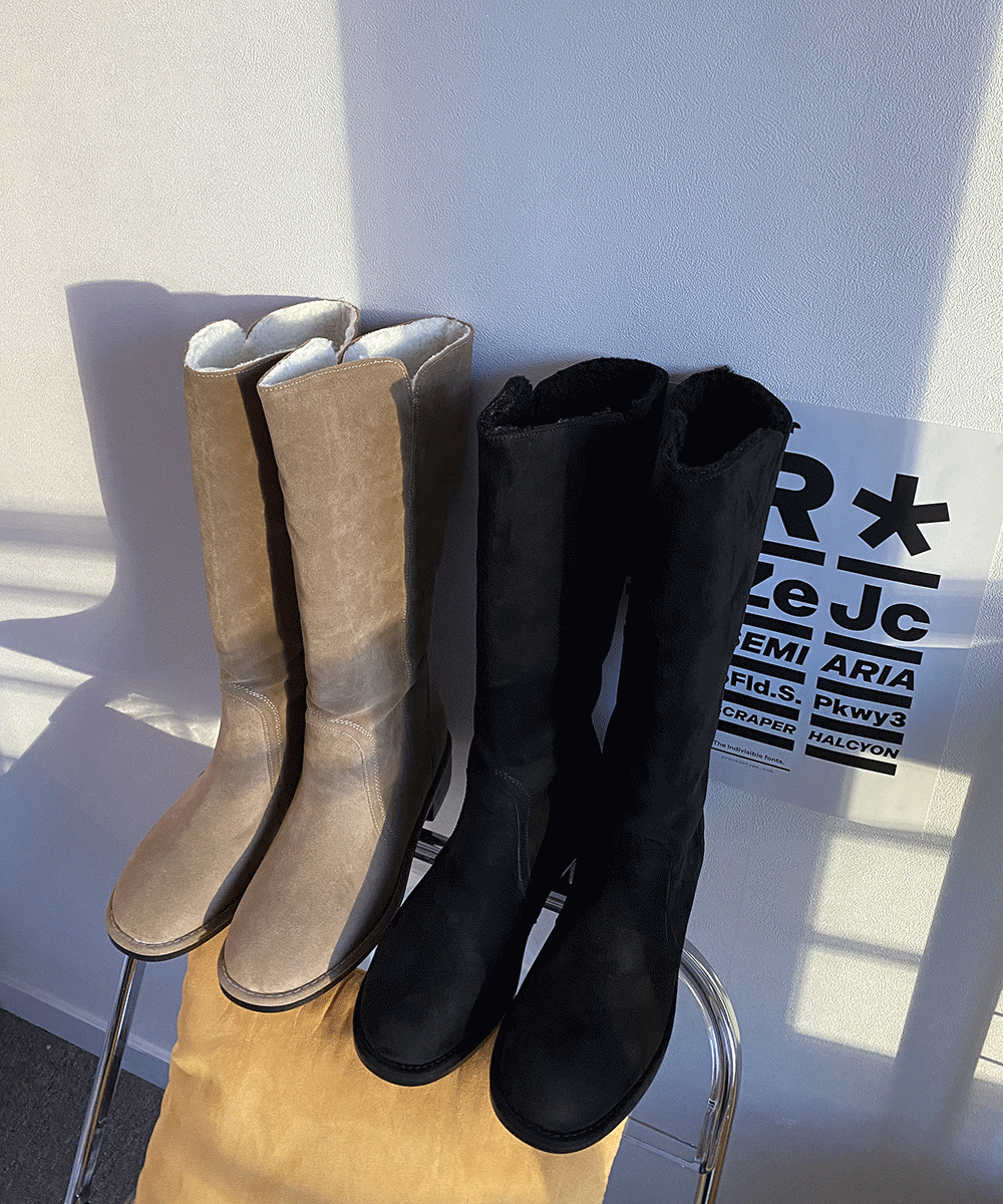 엘리스백앨리 양털 안감 스웨이드 롱부츠 4CM 위시버킷