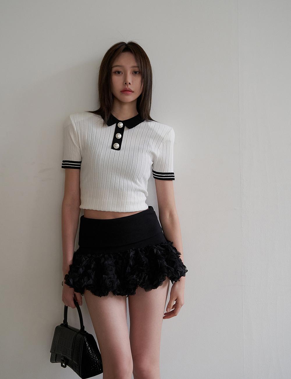 24SS 배색 카라 반팔 니트  2color